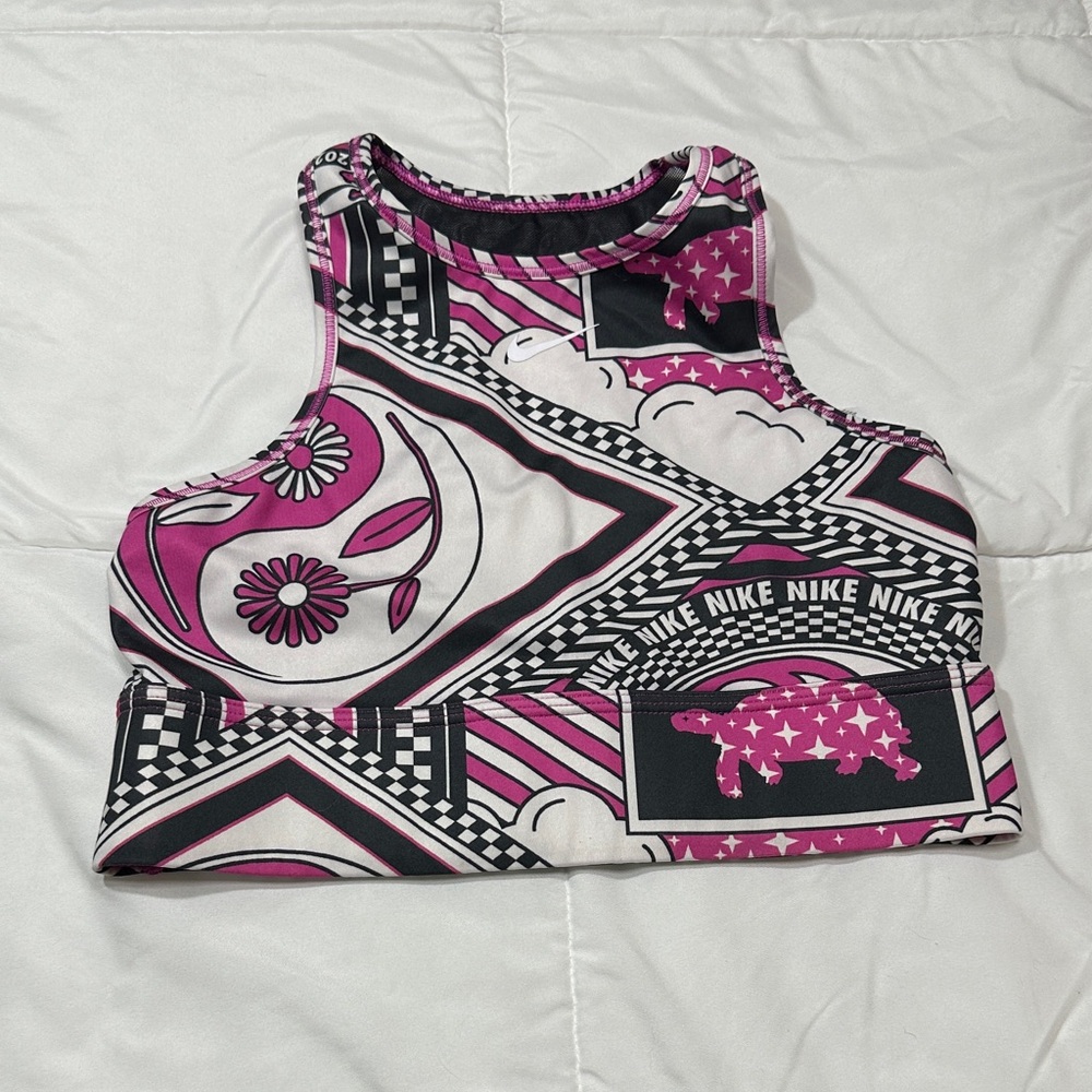 Nike Pink and Black Patterned Sports Top